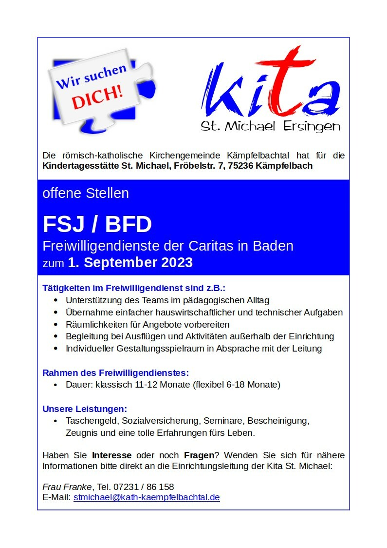 Stellenangebote - KiTa Ersingen